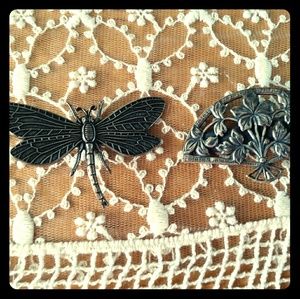 Vintage Hair Clips Beautiful Dragonfly Fan Retro